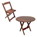 Ver imagem 4 de Mesa Dobrável de Madeira Redonda 90cm com 6 Cadeiras Imbuia - Cor: Marrom