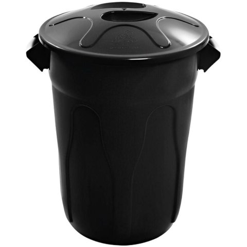 Cesto Plástico 66cm com Tampa Preto de 100 Litros 00363-e100 - Cr100p - Jsn