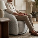 Ver mais imagens de Poltrona Decorativa Organica Joy Base Giratoria Boucle Tce 1018 Moll