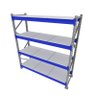 Expositor 1 mini porta pallet 250 kg 180x200x60 (CxLxP) cinza com azul bandejas mdf branco - 1