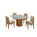 Ver imagem 2 de Mesa de Jantar Eloise 90cm Tampo Mdf Vidro Canto Copo com 4 Cadeiras Eloise Moderna Mobília