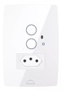 Ver imagem 1 de Interruptor Wifi Touch 2 Botões + Tomada 20a Inteligente Branco Dometek Diamond 4x2