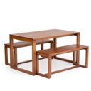 Ver imagem 1 de Mesa de Madeira Maciça 160cm Retangular com Bancos 4 Lugares Craft Marrom/Garapa