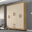 Ver imagem 2 de Kit Guarda Roupa Casal Porto Belo 6p 2g e Cômoda Sapateira 1p 4g Carvalho Off White Clique Chique