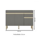 Ver imagem 3 de Balcão de Cozinha para Pia 120 Cm Silver 3 Portas 1 Gaveta Gris - Pnr Móveis