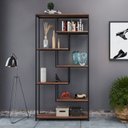 Ver imagem 5 de Kit 2 Estantes para Livros 6 Prateleiras 182x180cm Marrom e Preto Yescasa