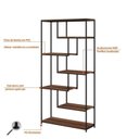 Ver imagem 6 de Kit 2 Estantes para Livros 6 Prateleiras 182x180cm Marrom e Preto Yescasa