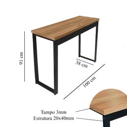 Mesa Aparador Estilo Industrial 100x38cm para Café Nogal/preto Realme - 3
