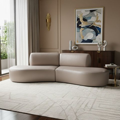 Sofá Orgânico Módulo Curvo Savana Corino Modena Bege - Montanari's Decor