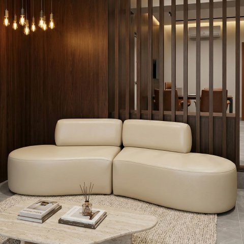 Sofá Orgânico Módulo Curvo Savana Corino Modena Bege - Montanaris Decor