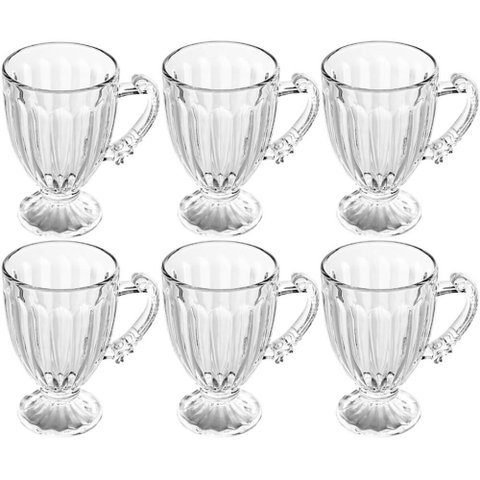 Conjunto 6 Xícaras de Café 200ml com Pé e Alça Imperial Lyor Servir Chocolate Quente