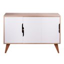 Ver imagem 1 de Aparador Murano Retrô 3 Portas MDP 115cm Carvalho e Branco Mercado Das Prateleiras
