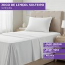 Ver imagem 2 de Jogo de Lençol Solteiro Hotel, 200 Fios Algodão, 3 Peças, Branco
