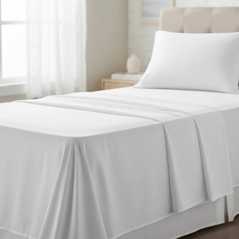 Jogo de Lençol Solteiro Hotel, 200 Fios Algodão, 3 Peças, Branco