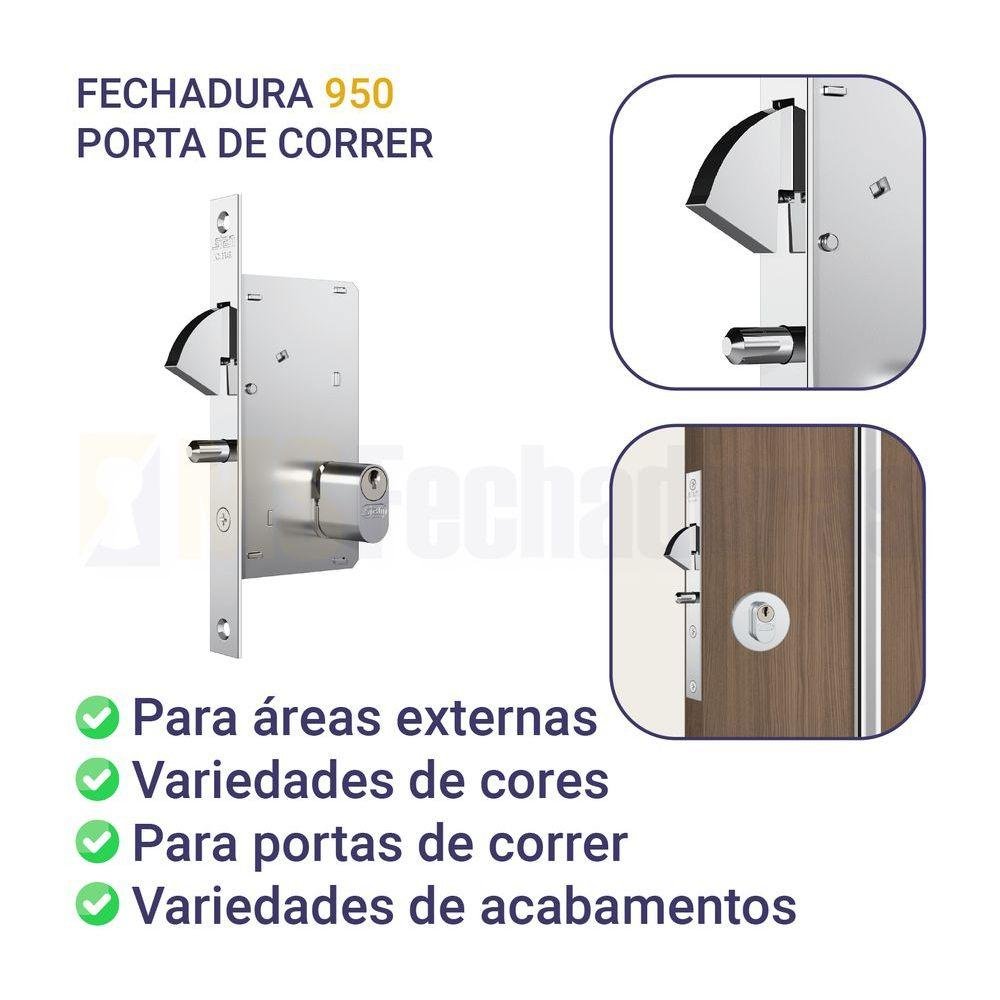 Fechadura Stam Porta de Correr Externa 950 Polido - 4