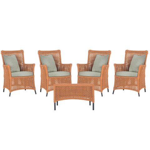 4 Poltronas e 1 Mesa Igapó em Alumínio Pintura Preta Corda Náutica Estofado 3