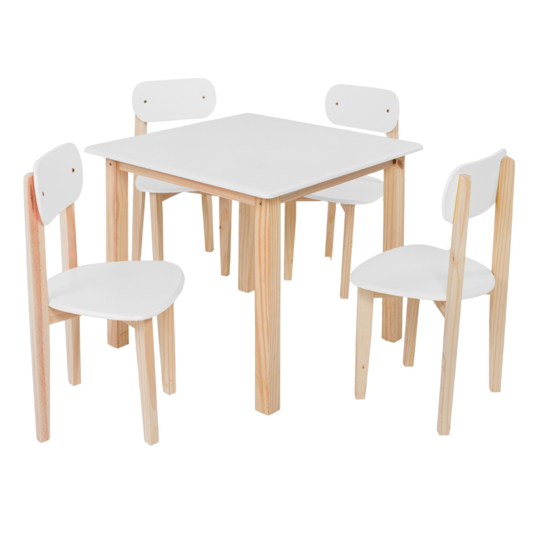 Conjunto Mesa Infantil com 4 Cadeiras Multicolorida:branco