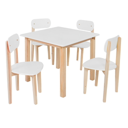 Conjunto Mesa Infantil com 4 Cadeiras Multicolorida:branco - 1