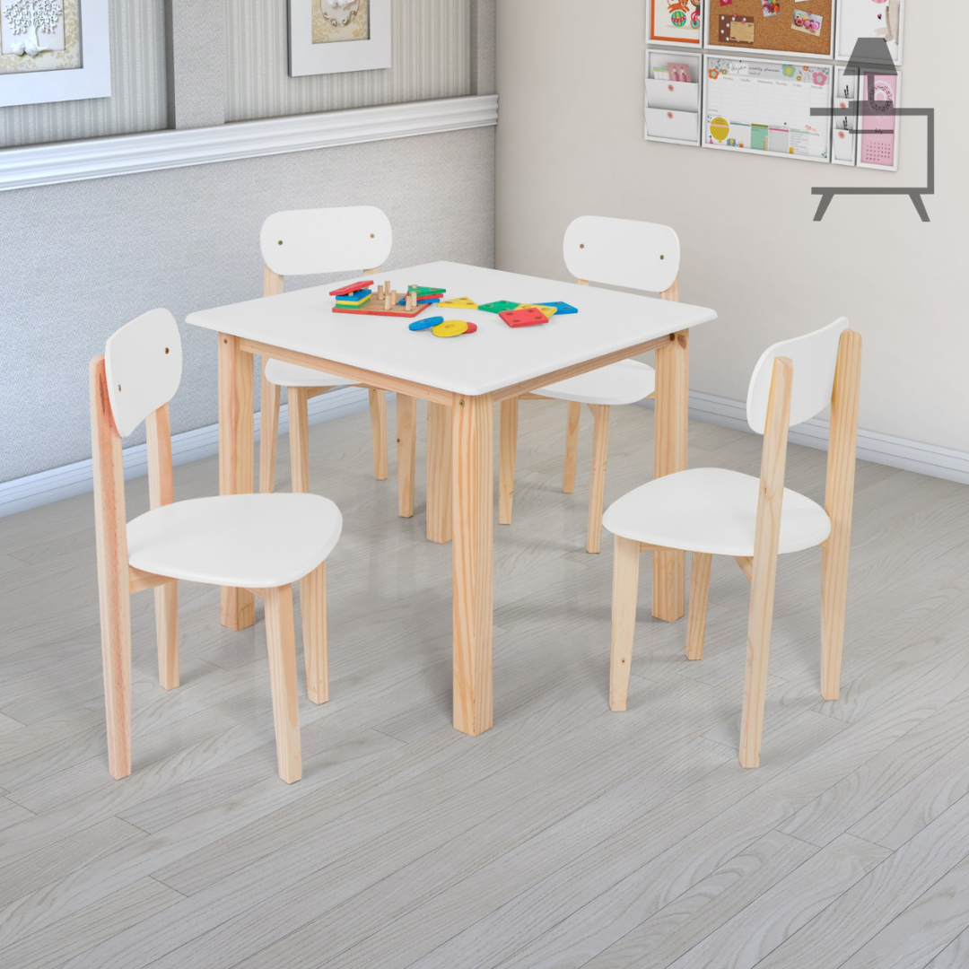 Conjunto Mesa Infantil com 4 Cadeiras Multicolorida:branco - 2