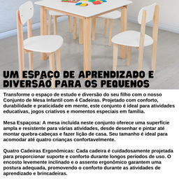 Conjunto Mesa Infantil com 4 Cadeiras Multicolorida:branco - 4