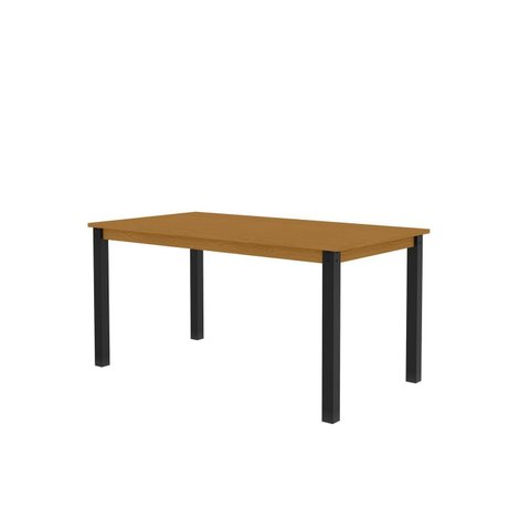 Mesa Retangular 160x80cm Tampo em MDF Monaco Marrom/Preto/Nature