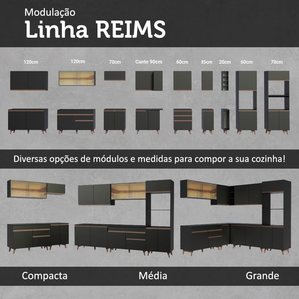 Armário de Cozinha Completa 320cm Preto Reims Madesa 01 - 11