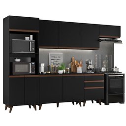 Armário de Cozinha Completa 320cm Preto Reims Madesa 01 - 3