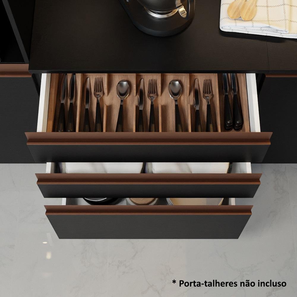 Armário de Cozinha Completa 320cm Preto Reims Madesa 01 - 9