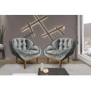 Ver imagem 1 de Kit 2 Poltronas Decorativa Marcela Veludo Cinza