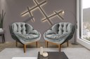 Ver imagem 1 de Kit 2 Poltronas Decorativa Marcela Veludo Cinza