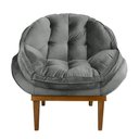 Ver imagem 3 de Kit 2 Poltronas Decorativa Marcela Veludo Cinza