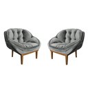 Ver imagem 2 de Kit 2 Poltronas Decorativa Marcela Veludo Cinza