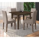 Ver imagem 1 de Conjunto Sala de Jantar Retangular Mesa Kate 120cm e 04 Cadeiras Josi Poliman Móveis Amêndoa
