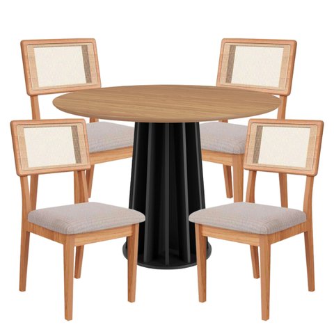 Conjunto de Jantar Mesa 4 Cadeiras Mdf