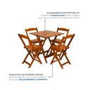 Ver imagem 6 de Conjunto Mesa Dobrável Área Externa 70x70cm com 4 Cadeiras Madeira Maciça Mel Marrom
