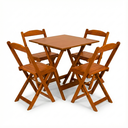 Ver imagem 2 de Conjunto Mesa Dobrável Área Externa 70x70cm com 4 Cadeiras Madeira Maciça Mel Marrom