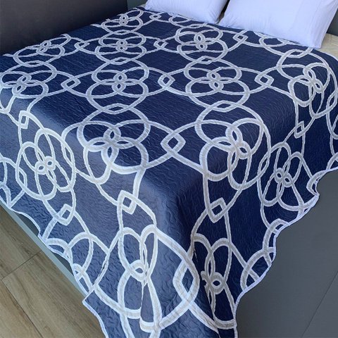 Colcha Casal Basic 100% Poliéster 180x215cm Azul Cobalt