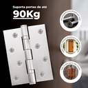 Ver imagem 3 de Dobradiça para Porta Casanova Embutir Inox com Rolamento 4" X 3" 2.5mm 90kg com 3 Unidades + Parafus