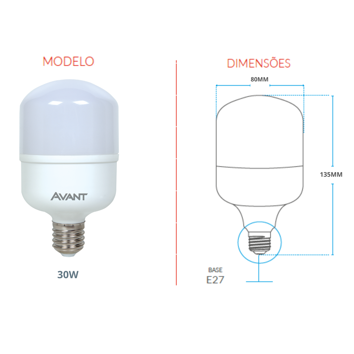 Lampada Bulbo Avant Bf E27 30w 6500k - 3