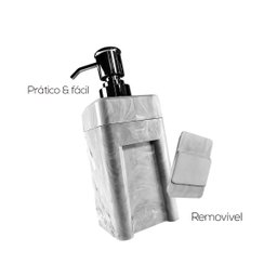 Dispenser Porta Sabonete Líquido 300ml Com Fixação Parede:Branco - 2