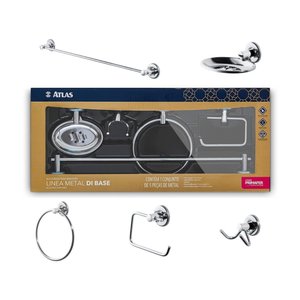 Kit Acessorios P/banheiro Metal Stilo Atlas 5pç 2 Unidades