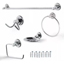Kit Acessorios P/banheiro Metal Stilo Atlas 5pç 2 Unidades - 7
