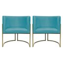 Ver imagem 1 de Kit 2 Poltronas Decorativa Recepção Luna Suede Cores Base de Ferro Champagne Azulturquesa Suede