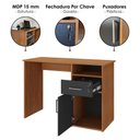 Ver imagem 4 de Mesa Escrivaninha Escritorio 1 Gaveta 1 Nicho 1 Porta 110 cm Freijo Preto Artany