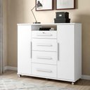 Ver imagem 7 de Guarda Roupa Casal Versalles Branco Absoluto 2 Portas e Cômoda Sapateira Versátil 4 Gavetas Branco