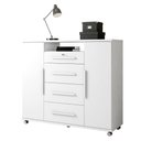 Ver imagem 4 de Guarda Roupa Casal Versalles Branco Absoluto 2 Portas e Cômoda Sapateira Versátil 4 Gavetas Branco
