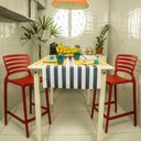 Ver imagem 3 de Kit 4 Cadeiras Altas Tramontina Vermelho Sofia Banqueta para Bancada Polipropileno e Fibra de Vidro