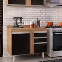 Ver imagem 2 de Balcão de Cozinha Lavanderia com Tampo 02 Gavetas Bia 100 cm - D’Rossi Castanho e Preto