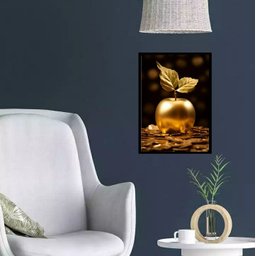 Quadro Arquétipo Maçã Dourada 24x18cm:madeira Preta - 1
