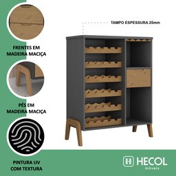 Adega 30 Garrafas com Porta Taça 1 Gaveta Veneza - 5 Adega 30 Garrafas com Porta Taça 1 Gaveta Veneza - 5